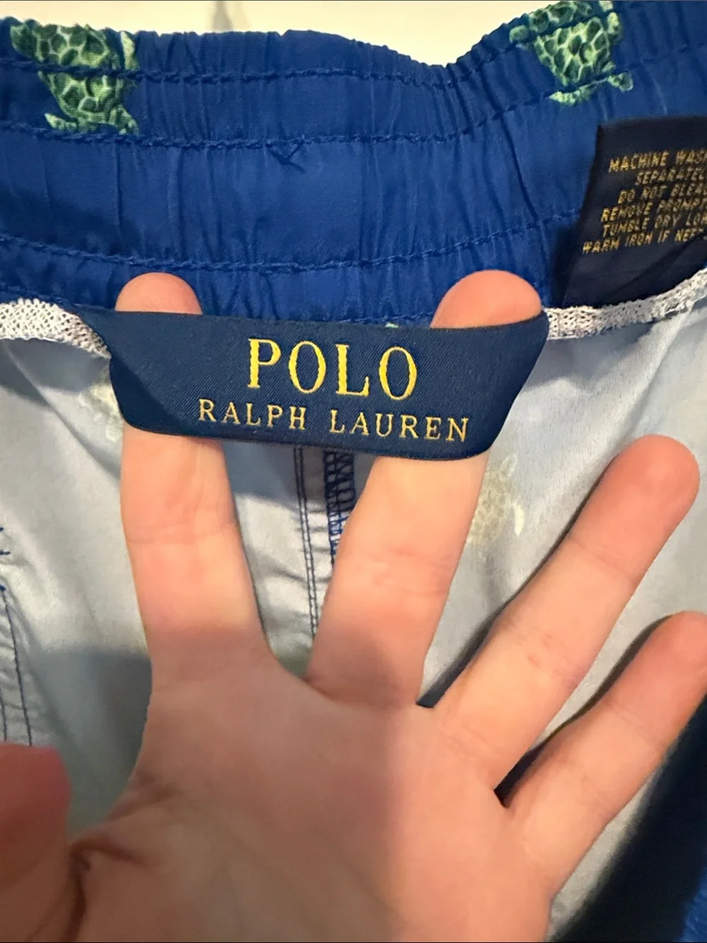 Polo by Ralph Lauren Royal Blue Swim Trunks with Green Turtle Motif